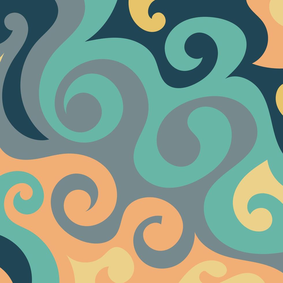 Abstract square background with swirly curves texture ornaments. vector