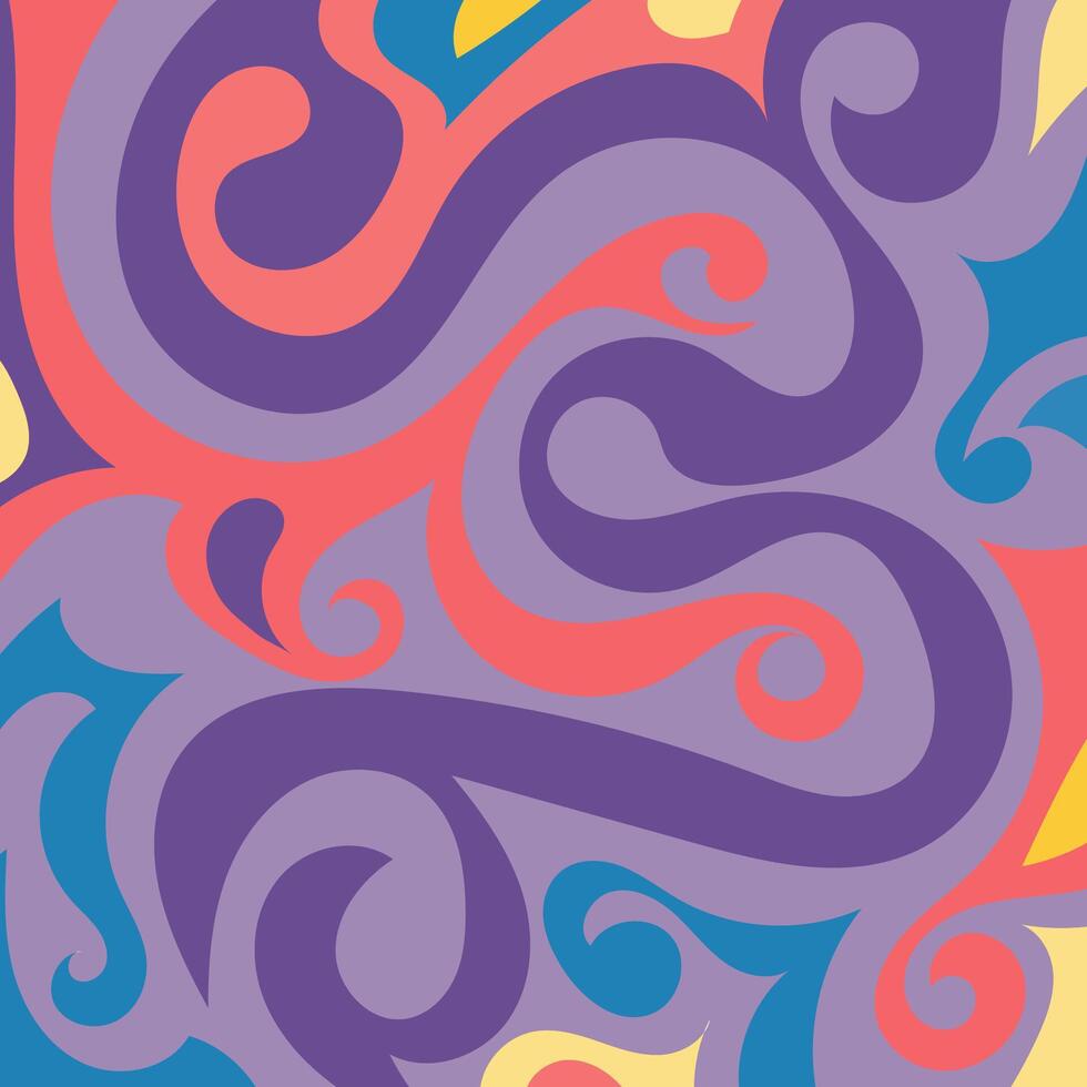 Abstract square background with swirly curves texture ornaments. vector