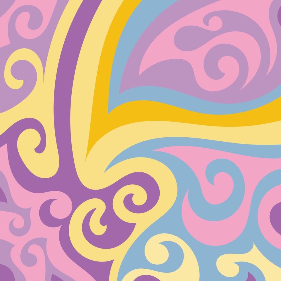 Abstract square background with swirly curves texture ornaments. vector