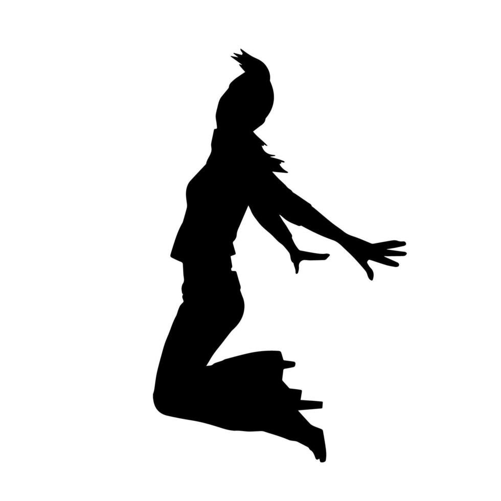 Silhouette of a female dancer in action pose. Silhouette of a slim woman in dancing pose. vector