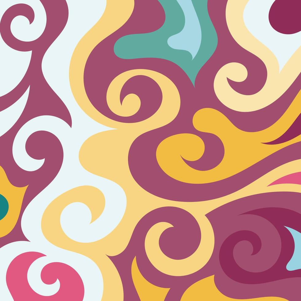 Abstract square background with swirly curves texture ornaments. vector