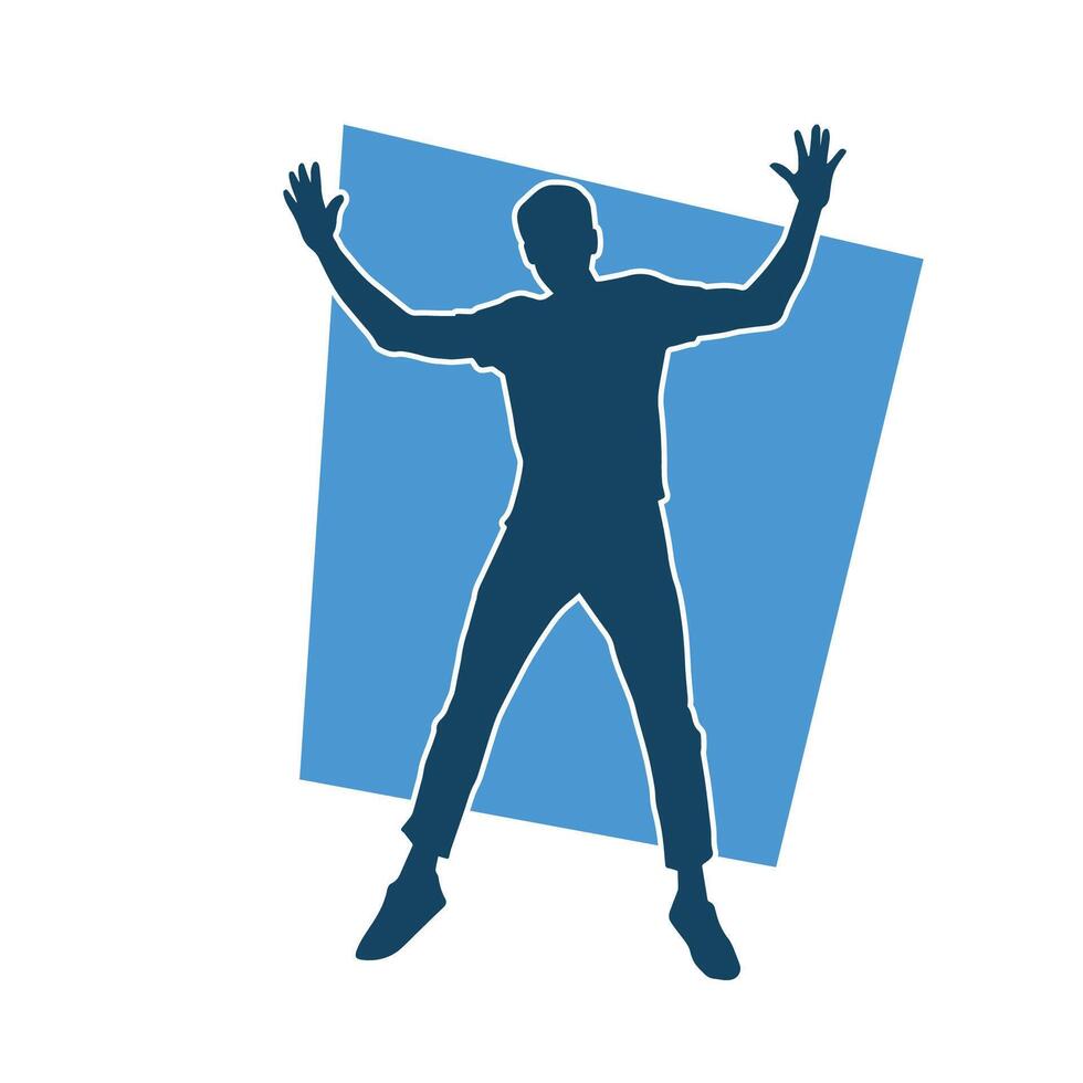 Silhouette of a male dancer in action pose. Silhouette of a slim man in dancing pose. vector