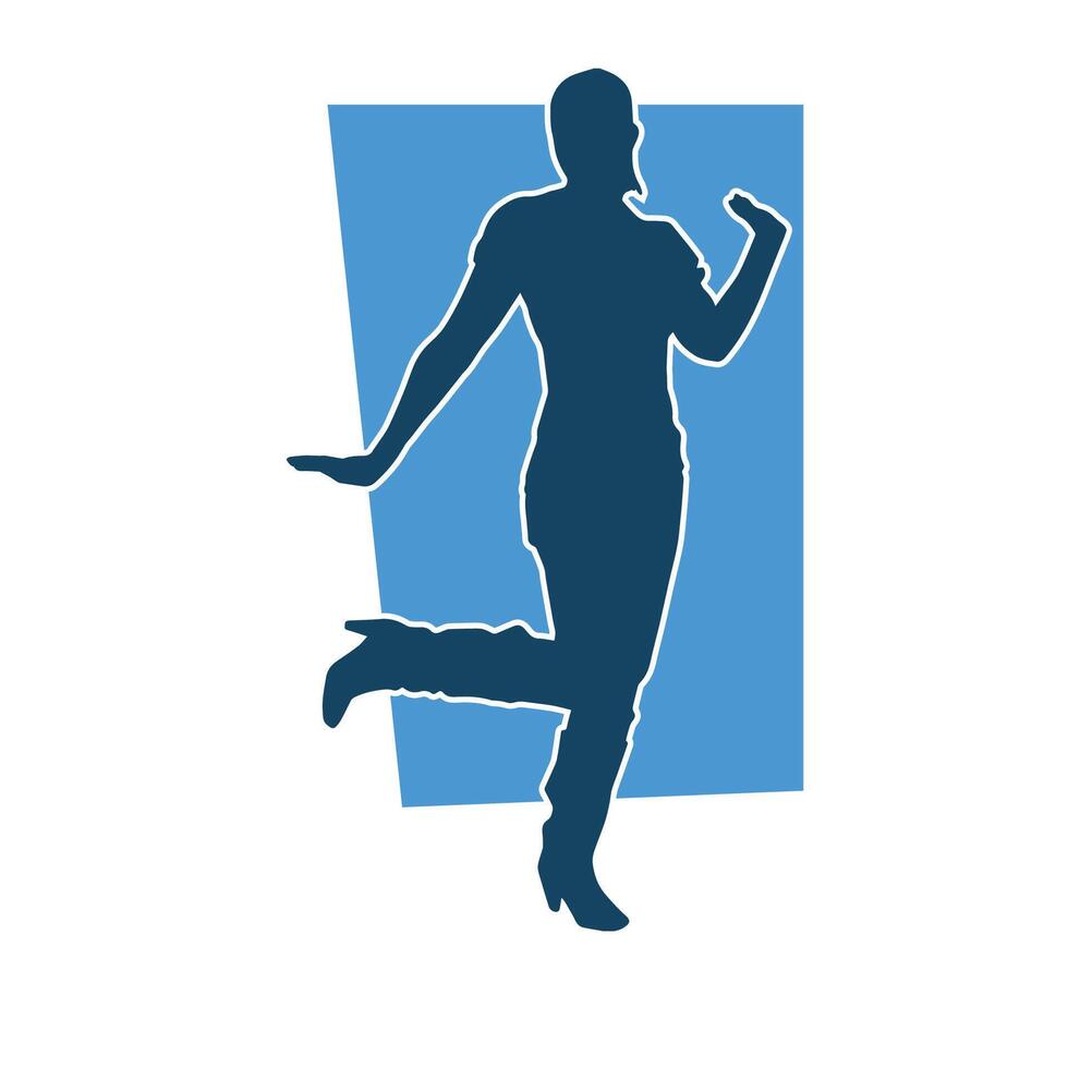 Silhouette of a female dancer in action pose. Silhouette of a slim woman in dancing pose. vector