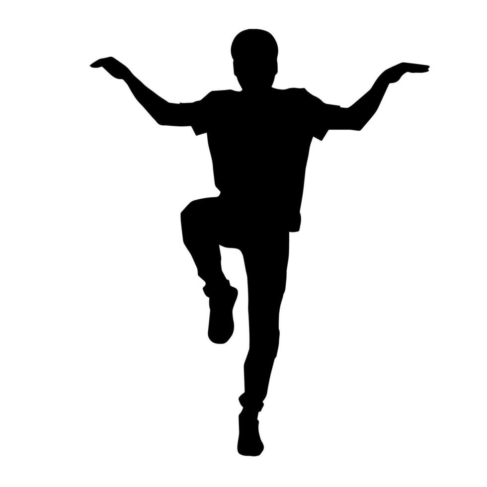 Silhouette of a male dancer in action pose. Silhouette of a slim man in dancing pose. vector