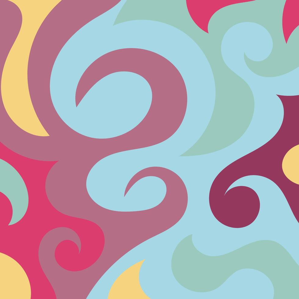 Abstract square background with swirly curves texture ornaments. vector