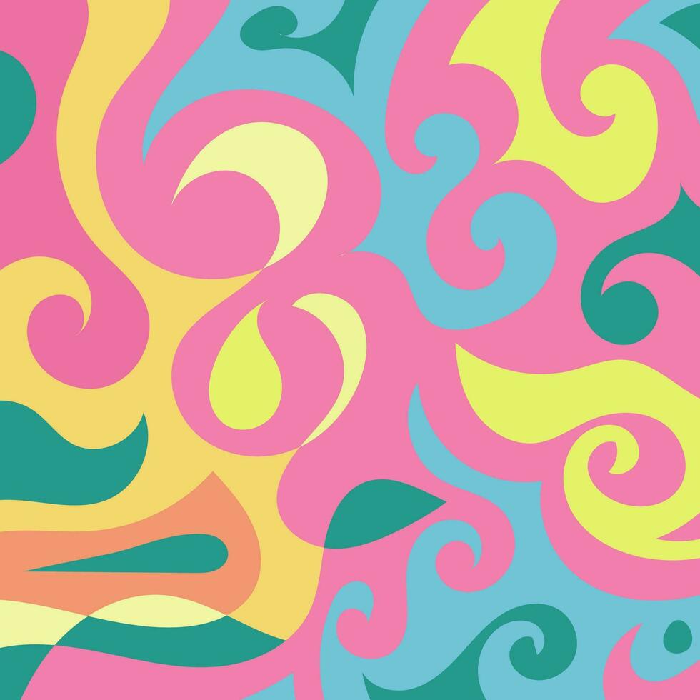 Abstract square background with swirly curves texture ornaments. vector