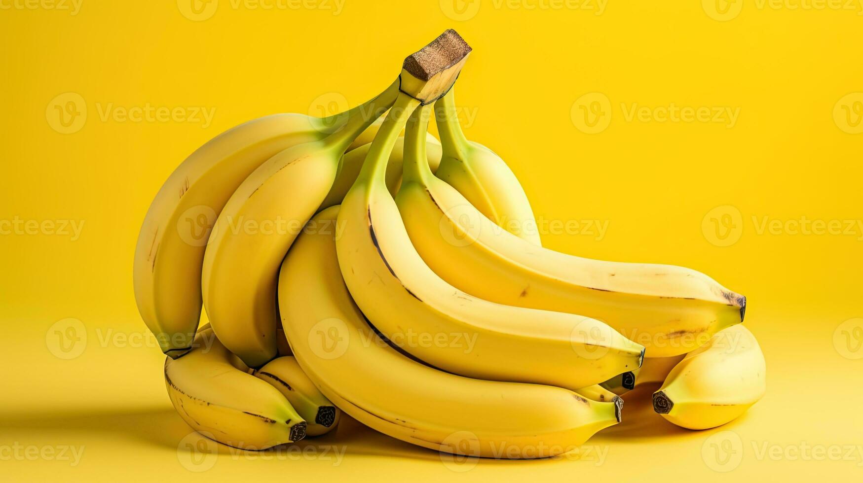 AI generated Sweet banana on the yellow background AI Generative photo