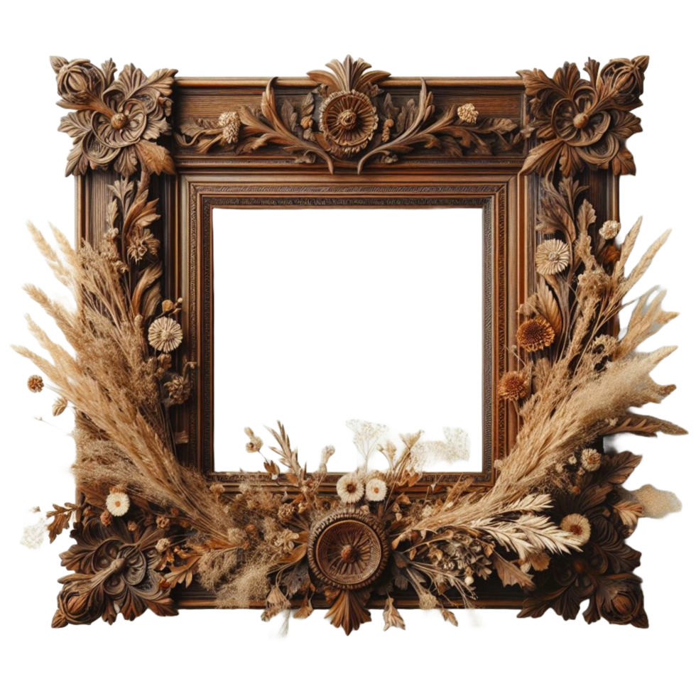 old frame Wooden frame. empty picture frame mockup png