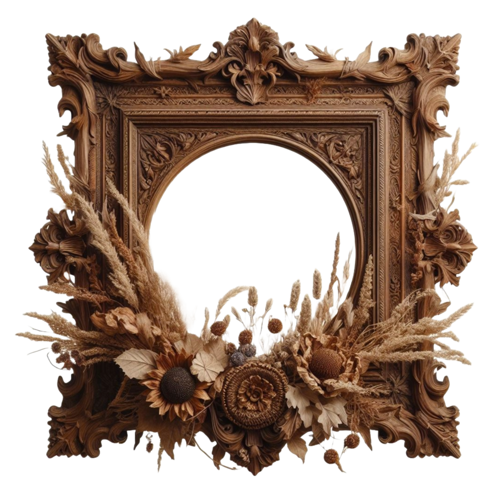 old frame Wooden frame. empty picture frame mockup png