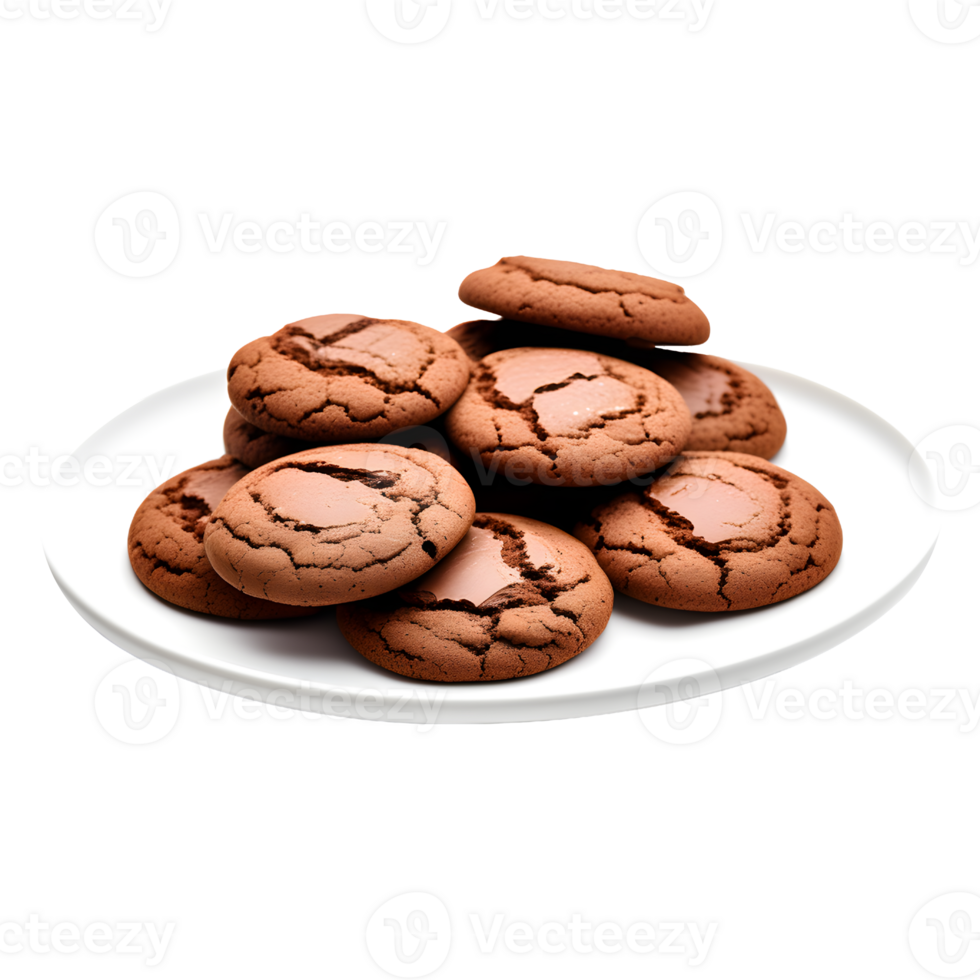 AI generated Plate of Chocolate Cookies Isolated on a Transparent Background png