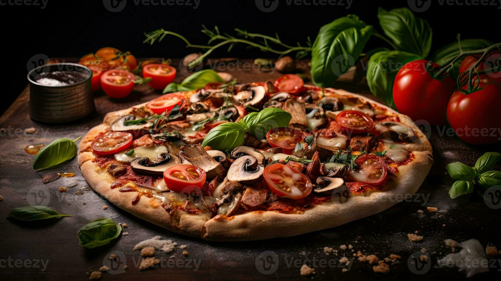 AI generated Creamy pizza with melted cheese AI Generative photo
