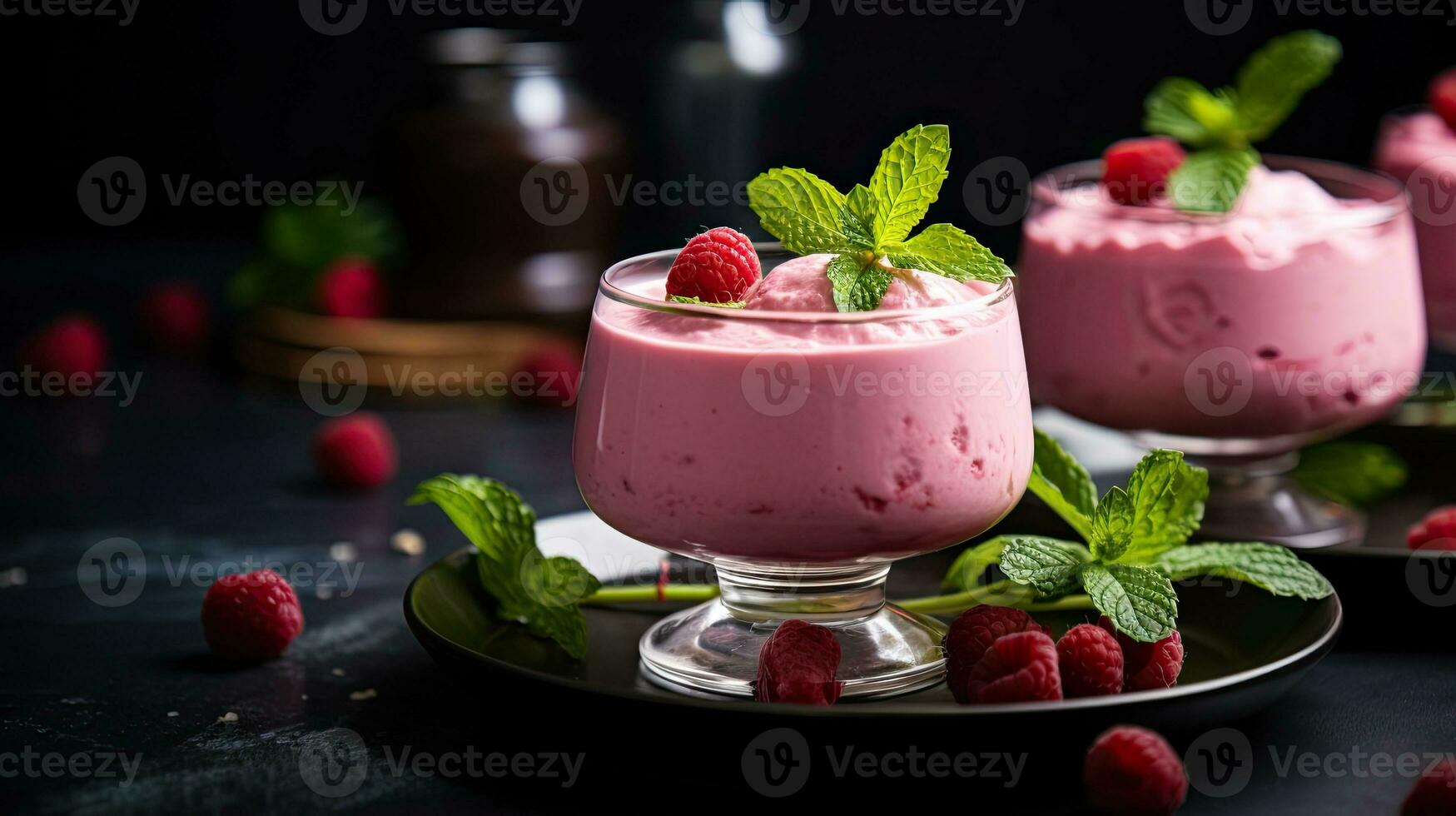 AI generated Delicious and smoothie dessert with creamy topping AI Generative photo