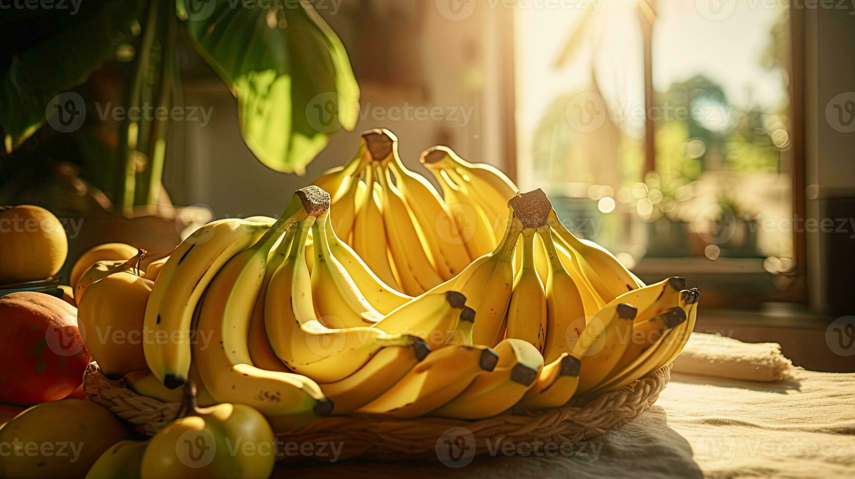 AI generated Portrait banana on the table with light exposure AI Generative photo