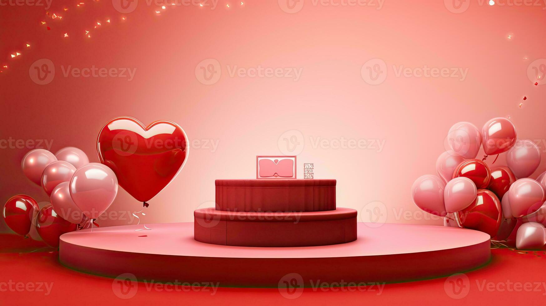 AI generated Product podium mockup with balloon AI Generative photo