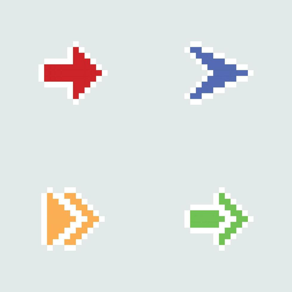 pixel arrow icons set vector illustration