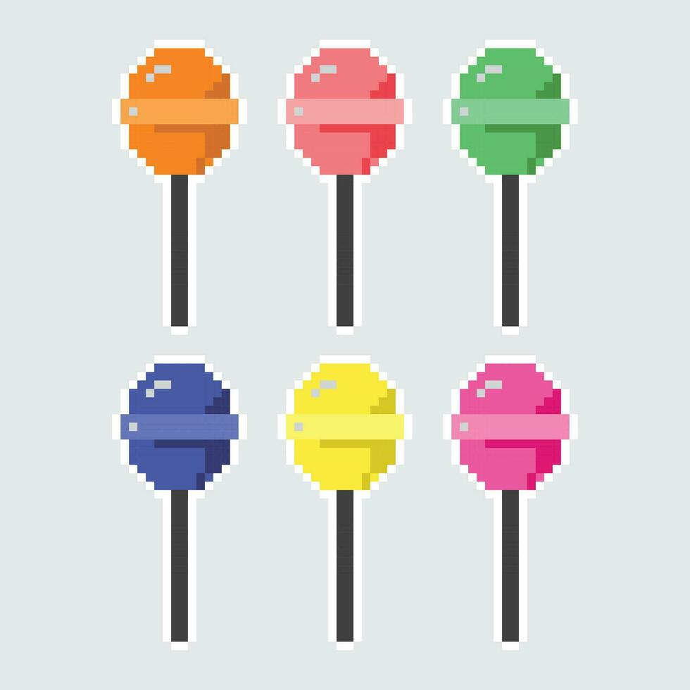 pixel lollipops vector illustration