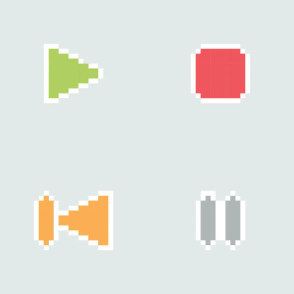 pixel game controller icons set vector