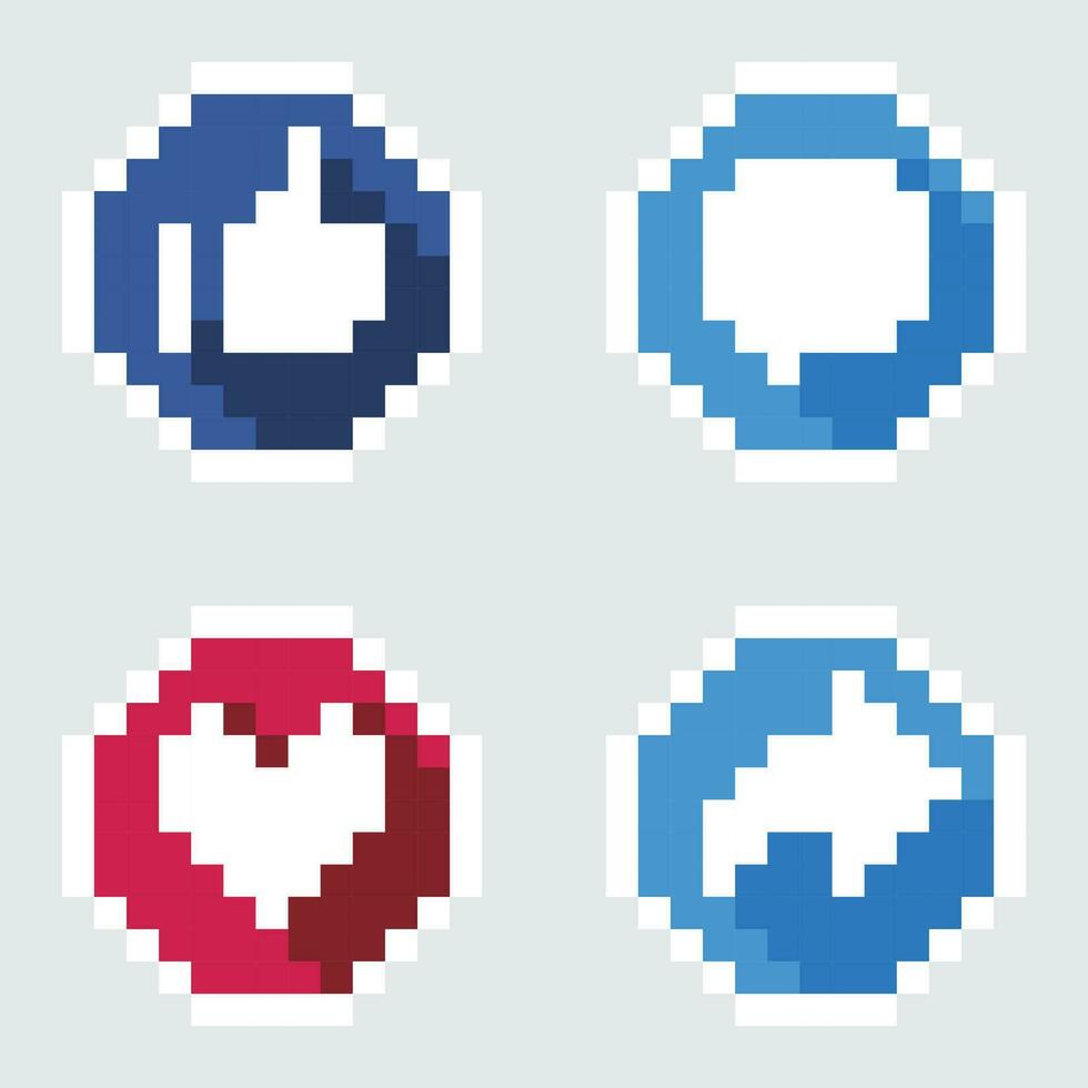 pixel social media icons set vector