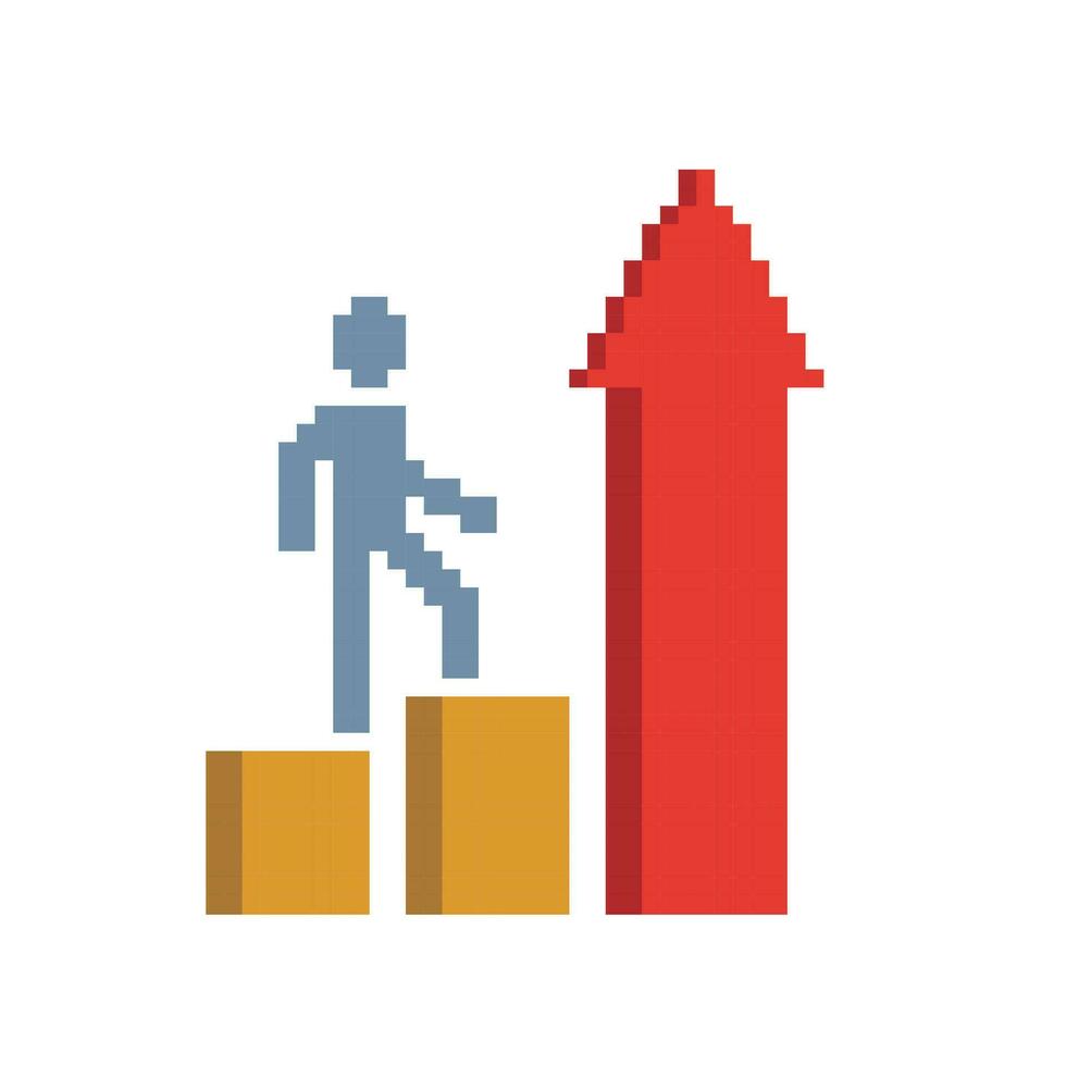 a man is climbing up a ladder and an arrow is pointing up vector