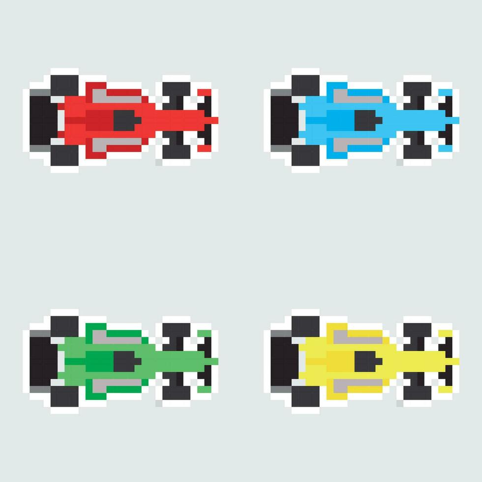 pixel racing car set vector illustration