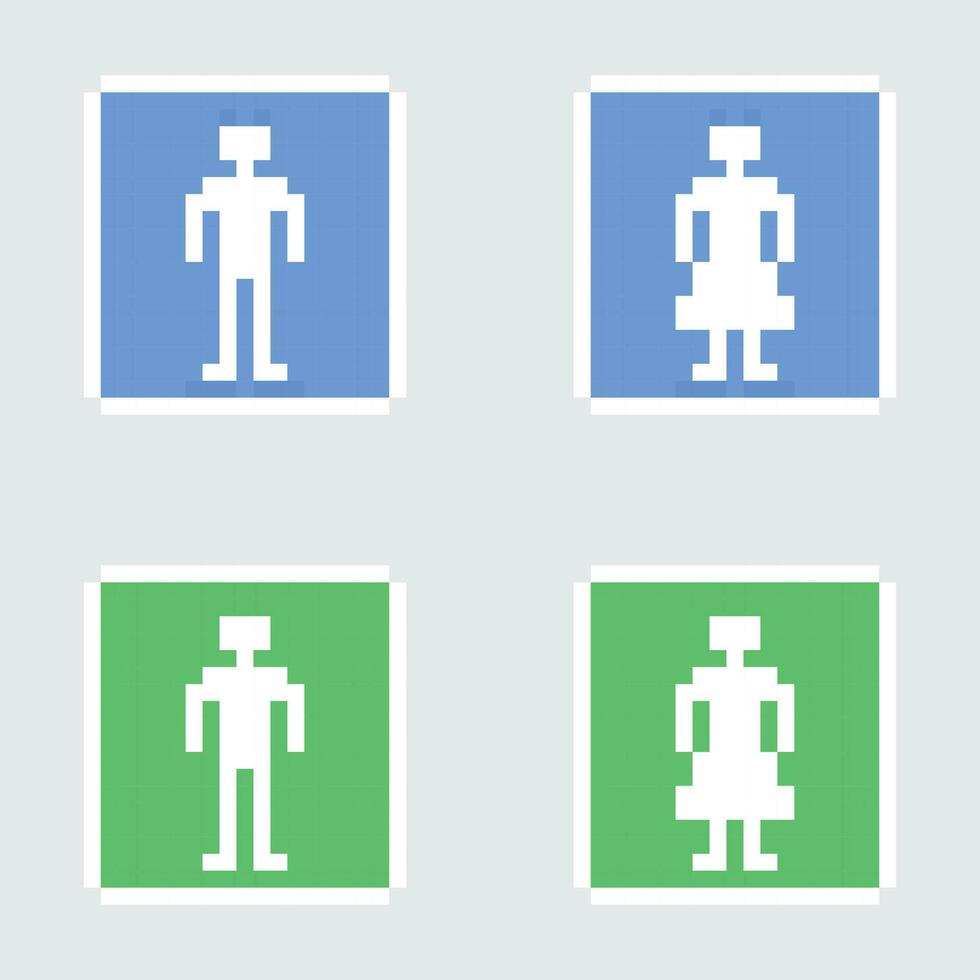 pixel bathroom icons set vector