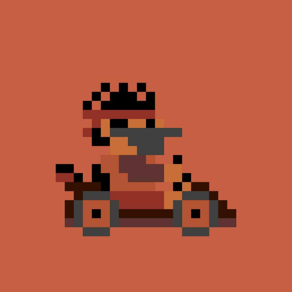 pixel art of a man driving a kart vector