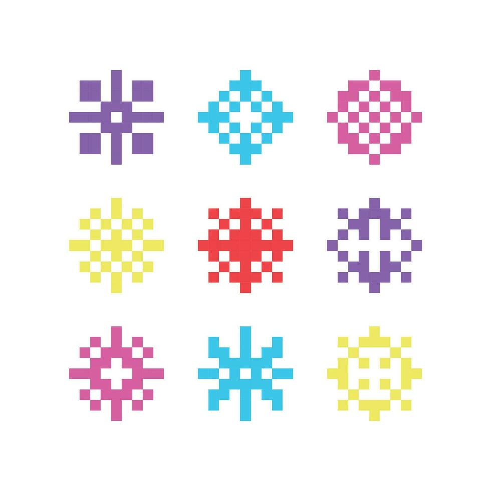 pixel art snowflake vector illustration