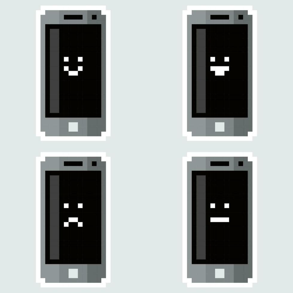 four cell phones with different expressions vector