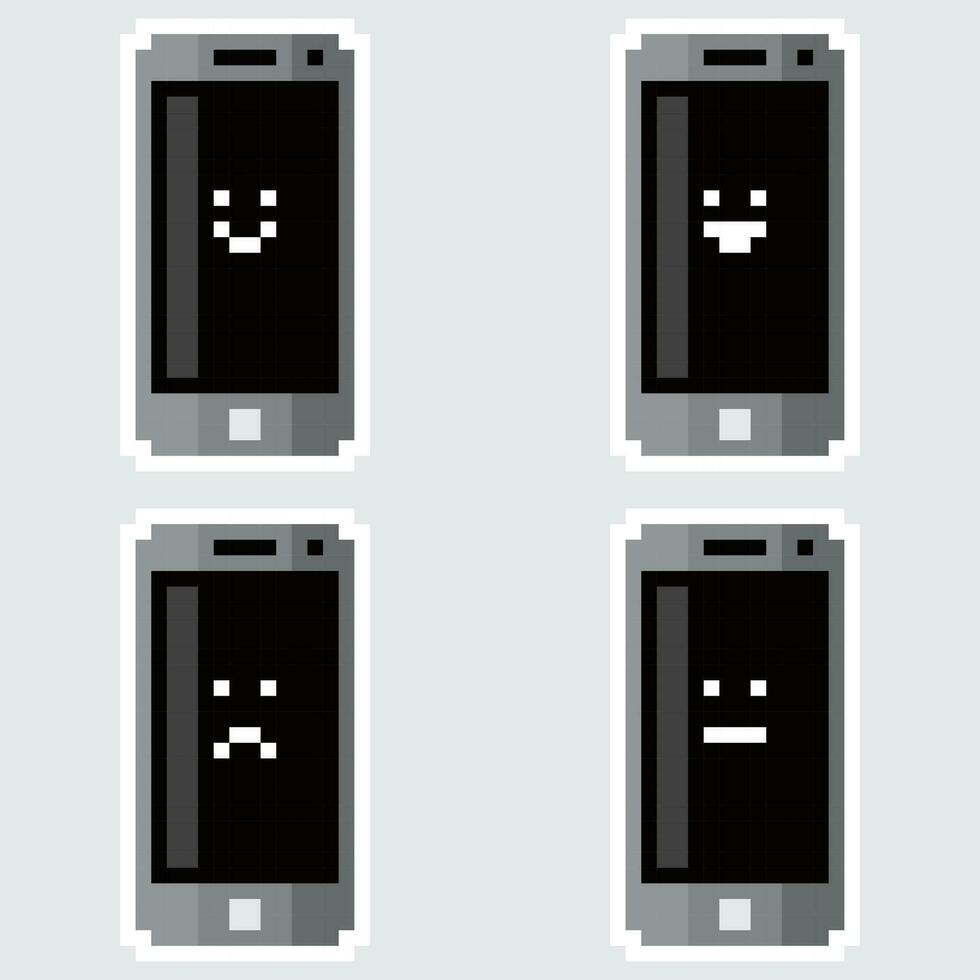 four cell phones with different expressions vector