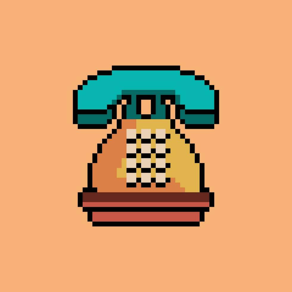 an old style phone icon on an orange background vector