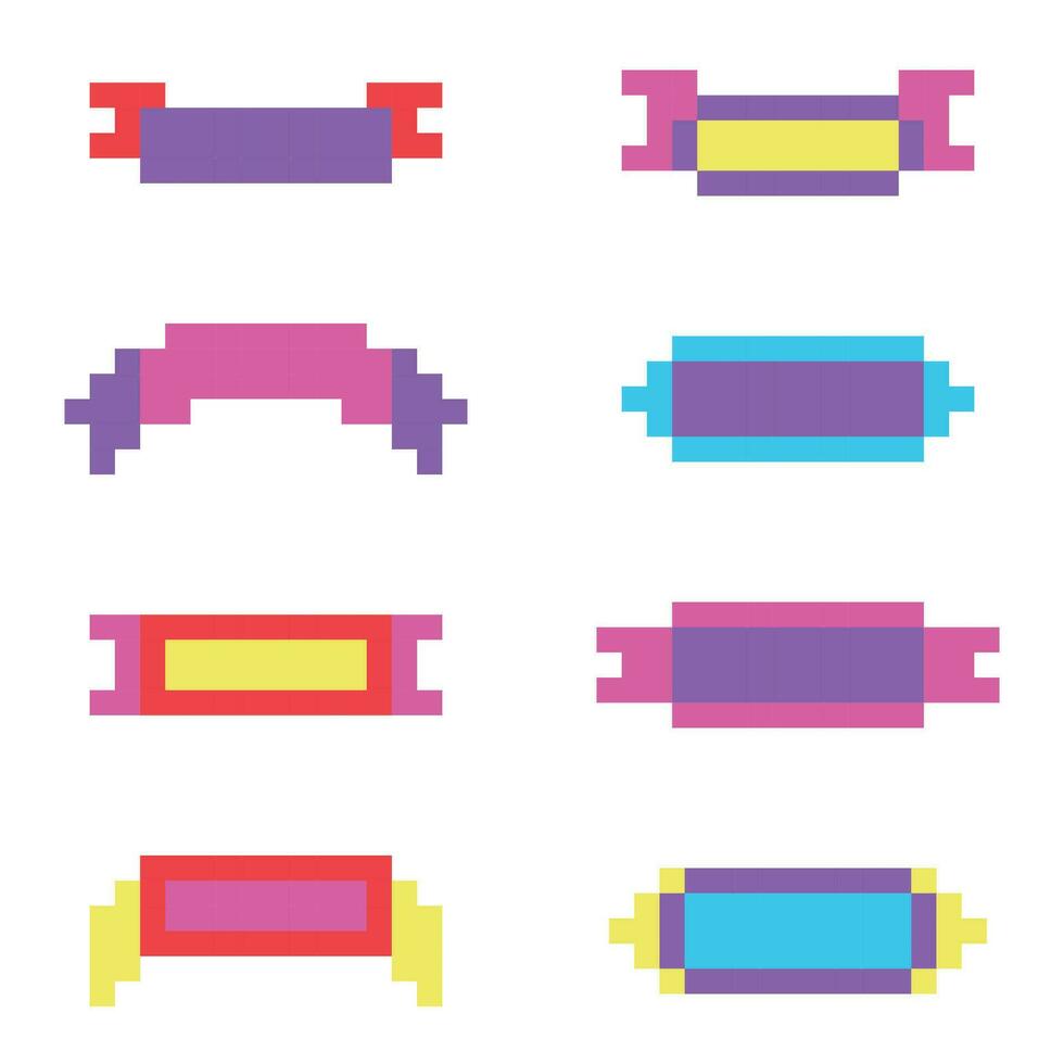 pixel retro banners set vector