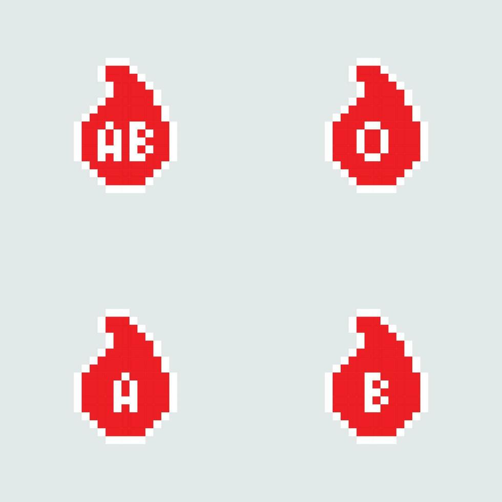 pixel blood drop icon set vector