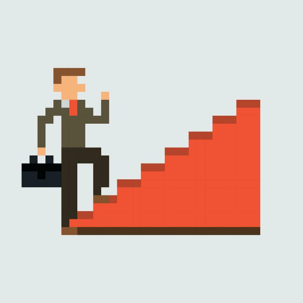 businessman climbing stairs to success vector illustration