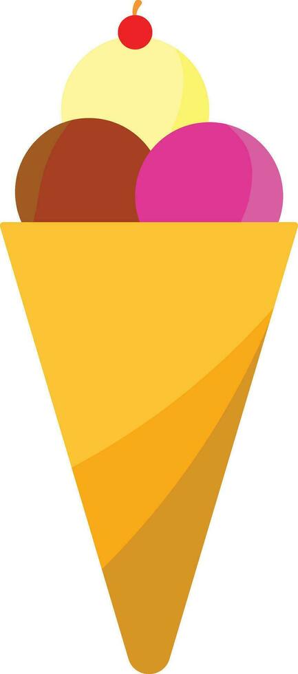 Ice Cream With Cone Vector Illustration