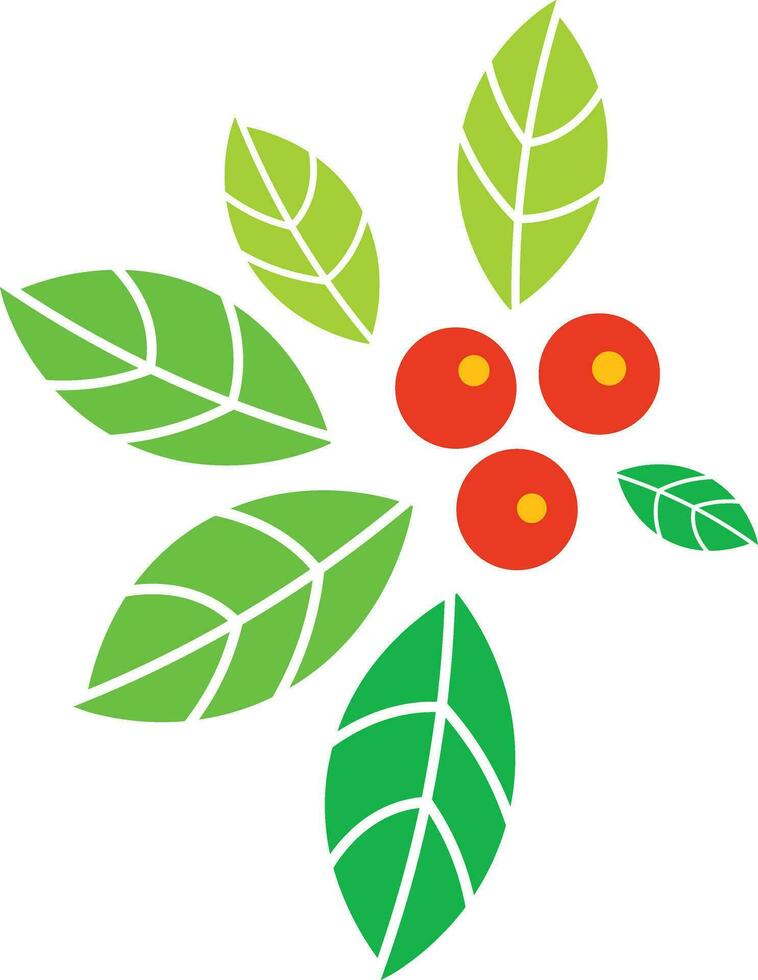 Coffee Fruit and Leaves Logo Vector Illustration