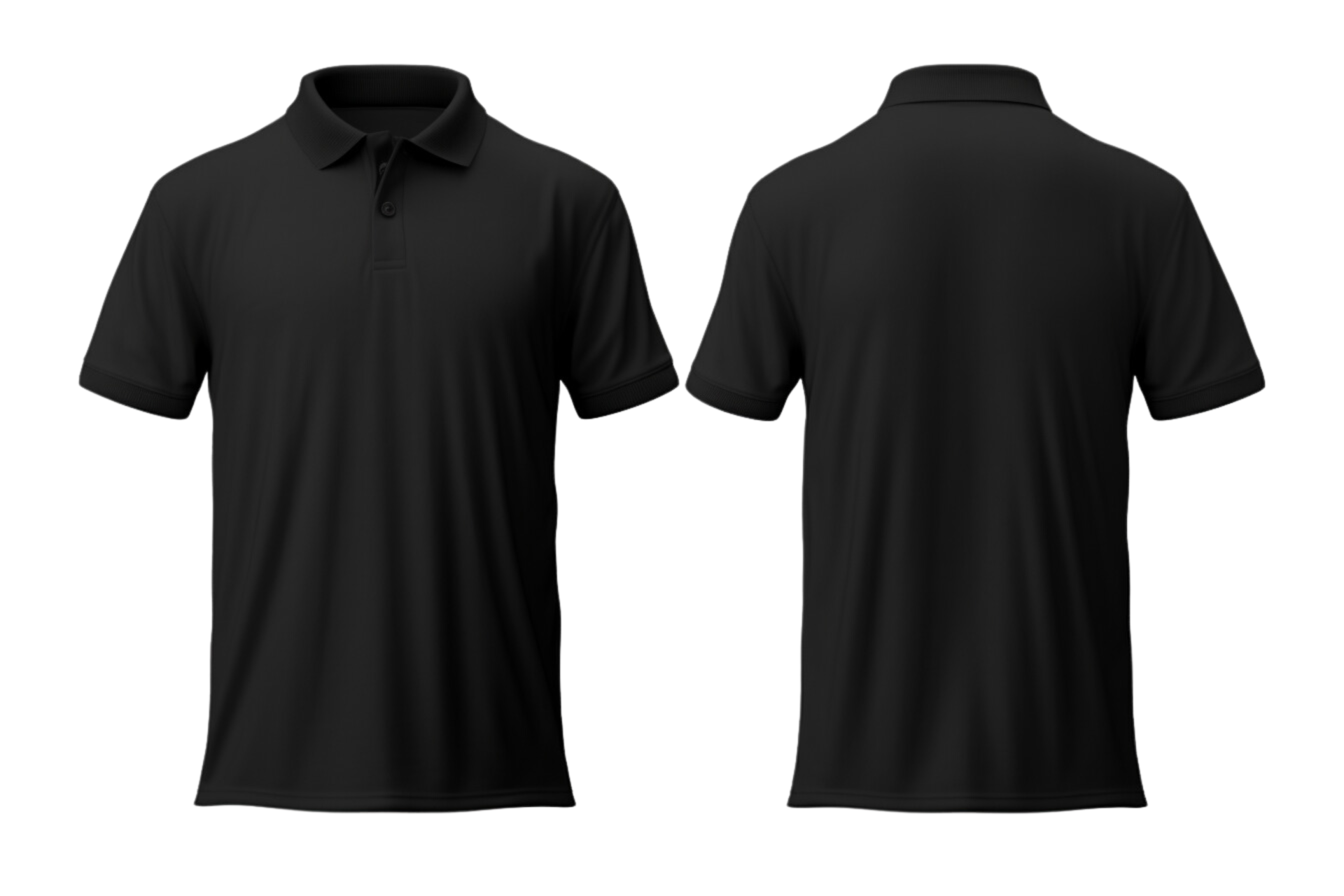 AI generated black polo shirt mockup template, isolated on transparent