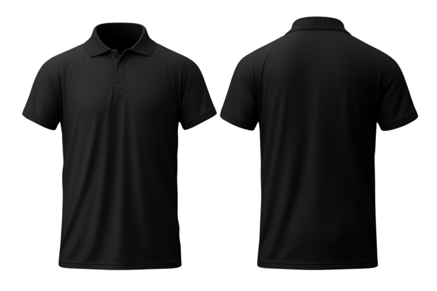 AI generated black polo shirt mockup template, isolated on transparent ...