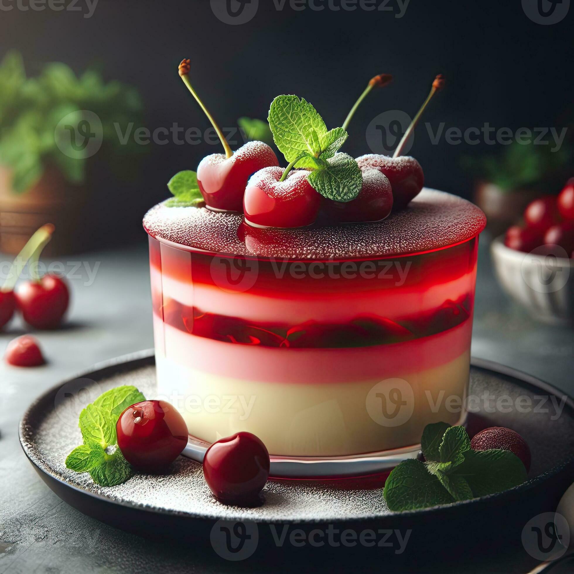 AI generated Delicious pudding cherry dessert AI Generative 35996027