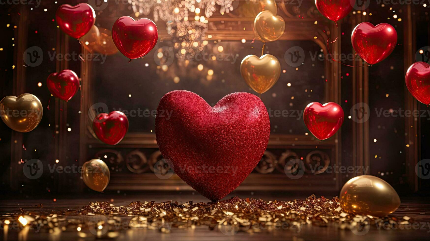 AI generated Glamour sparkle heart on the glitter background AI Generative photo
