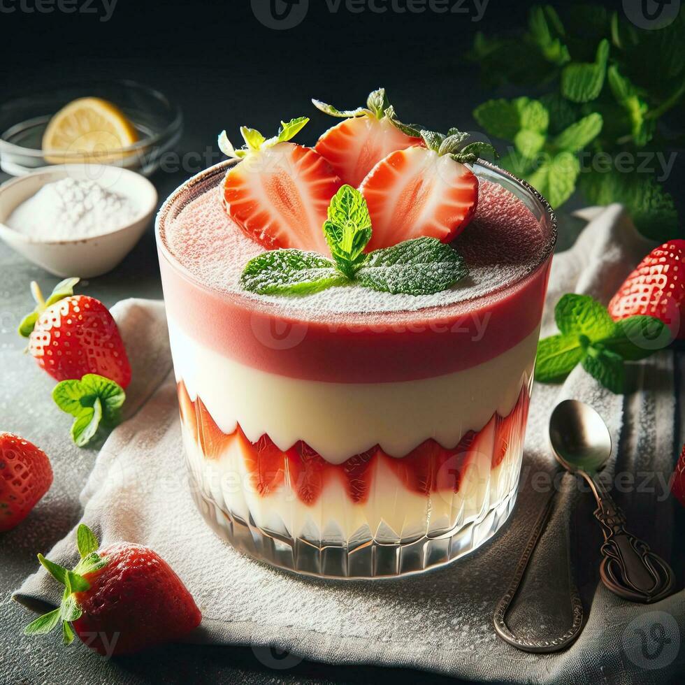 AI generated Delicious strawberry pudding AI Generative 35996086 Stock
