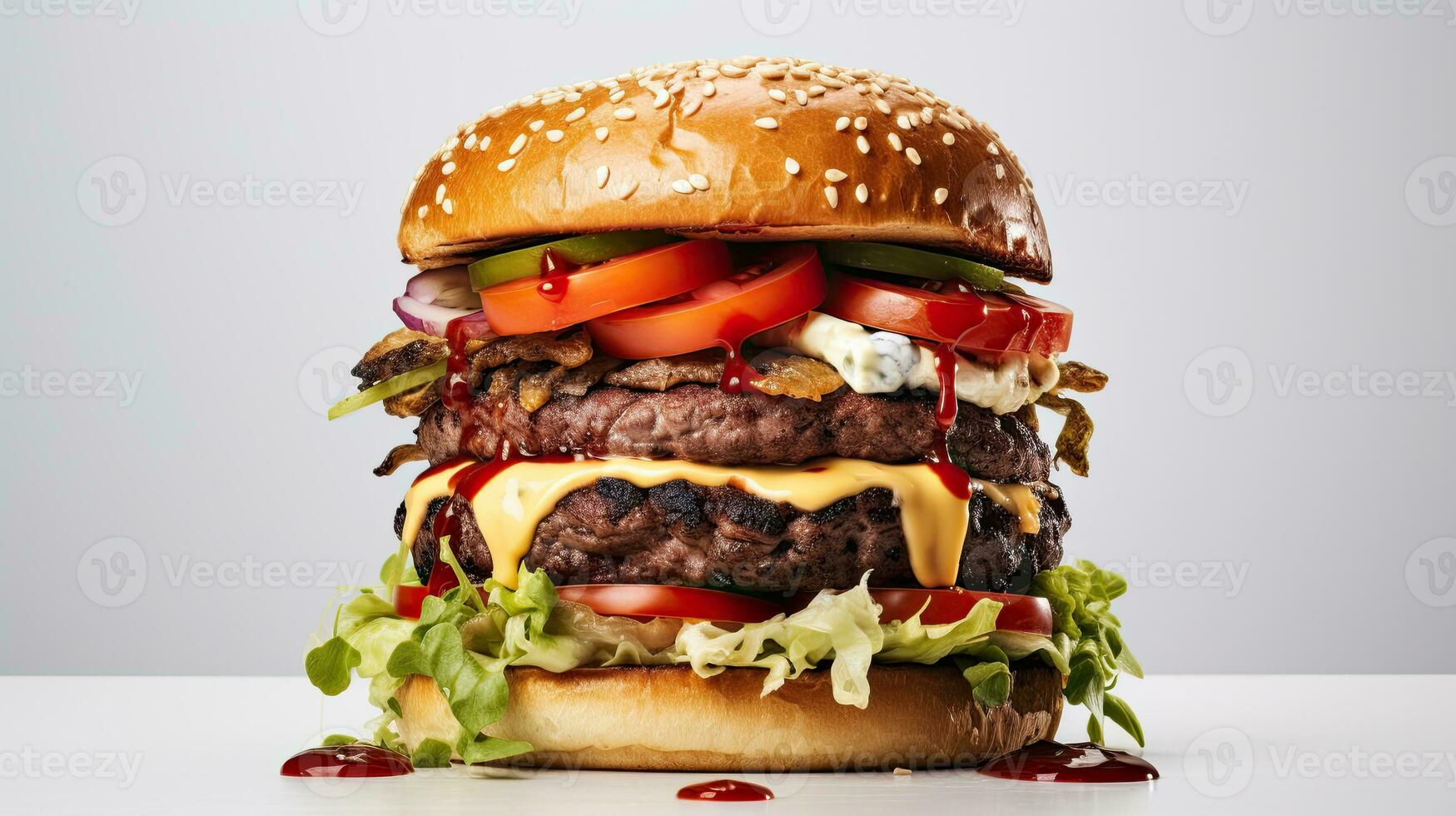 AI generated Delicious beef burger with melted cheese AI Generative photo