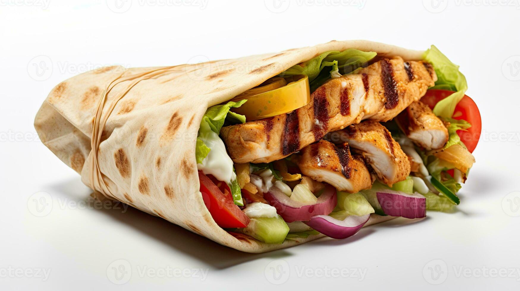 AI generated Delicious chicken kebab with vegetable AI Generative photo