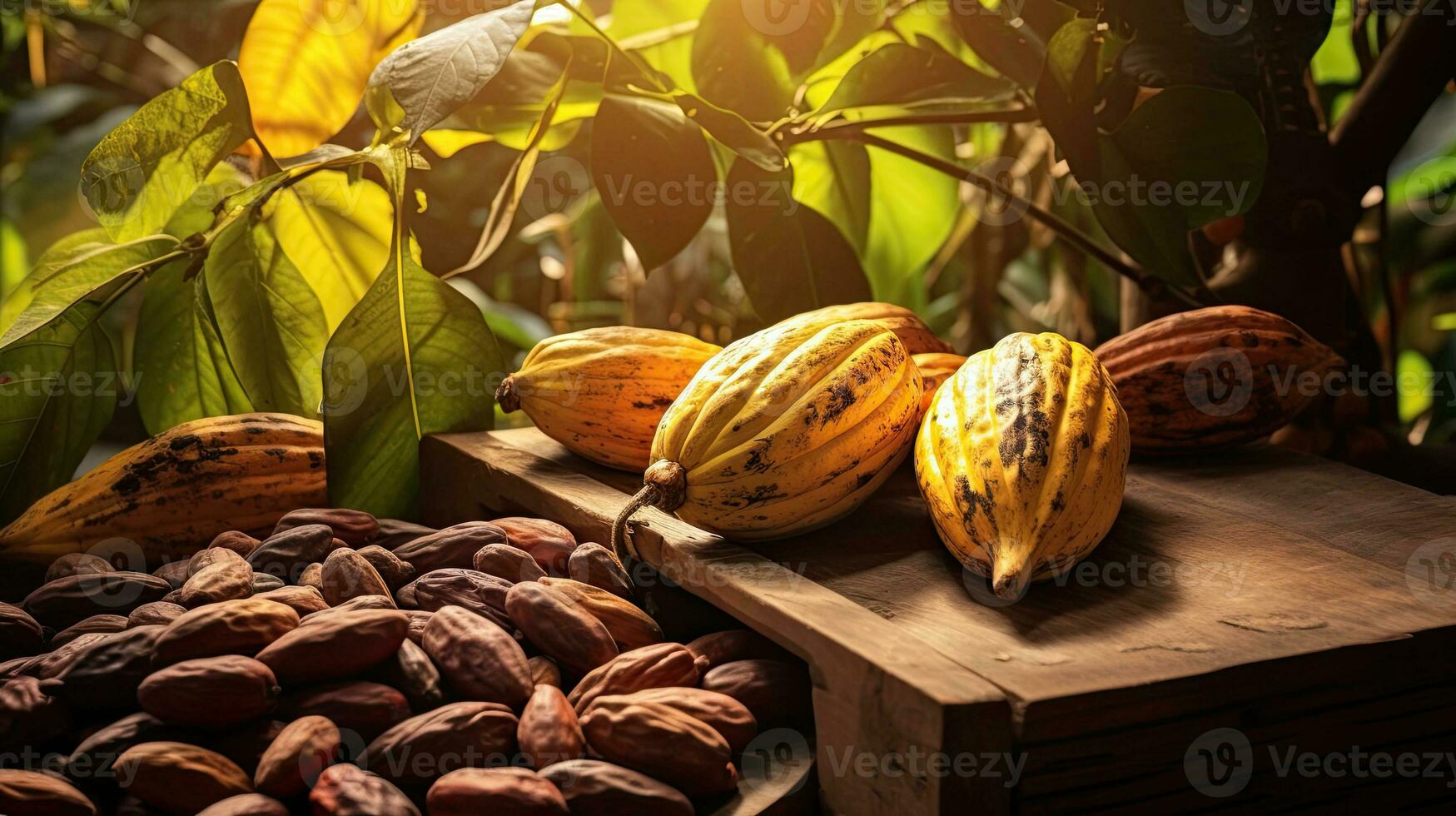 ai generado retrato cacao Fruta con ligero exposición ai generativo foto