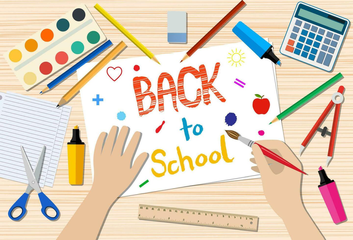 Back to school drawing vector