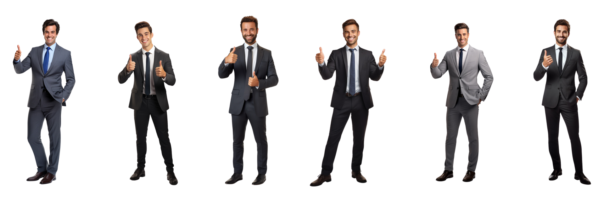 AI generated A set of men in suits, each with a different pose png
