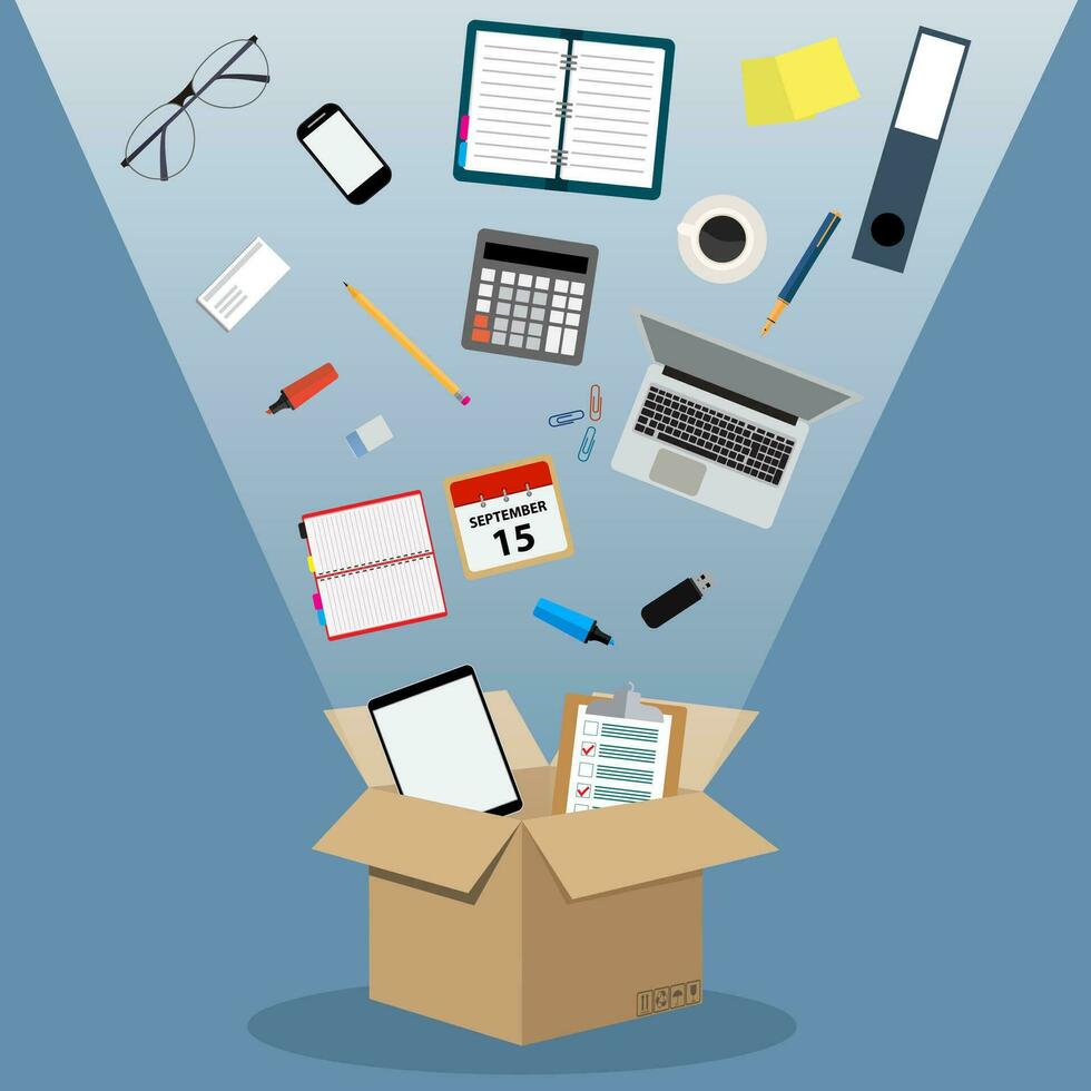 Concept of moving into a new office, vector