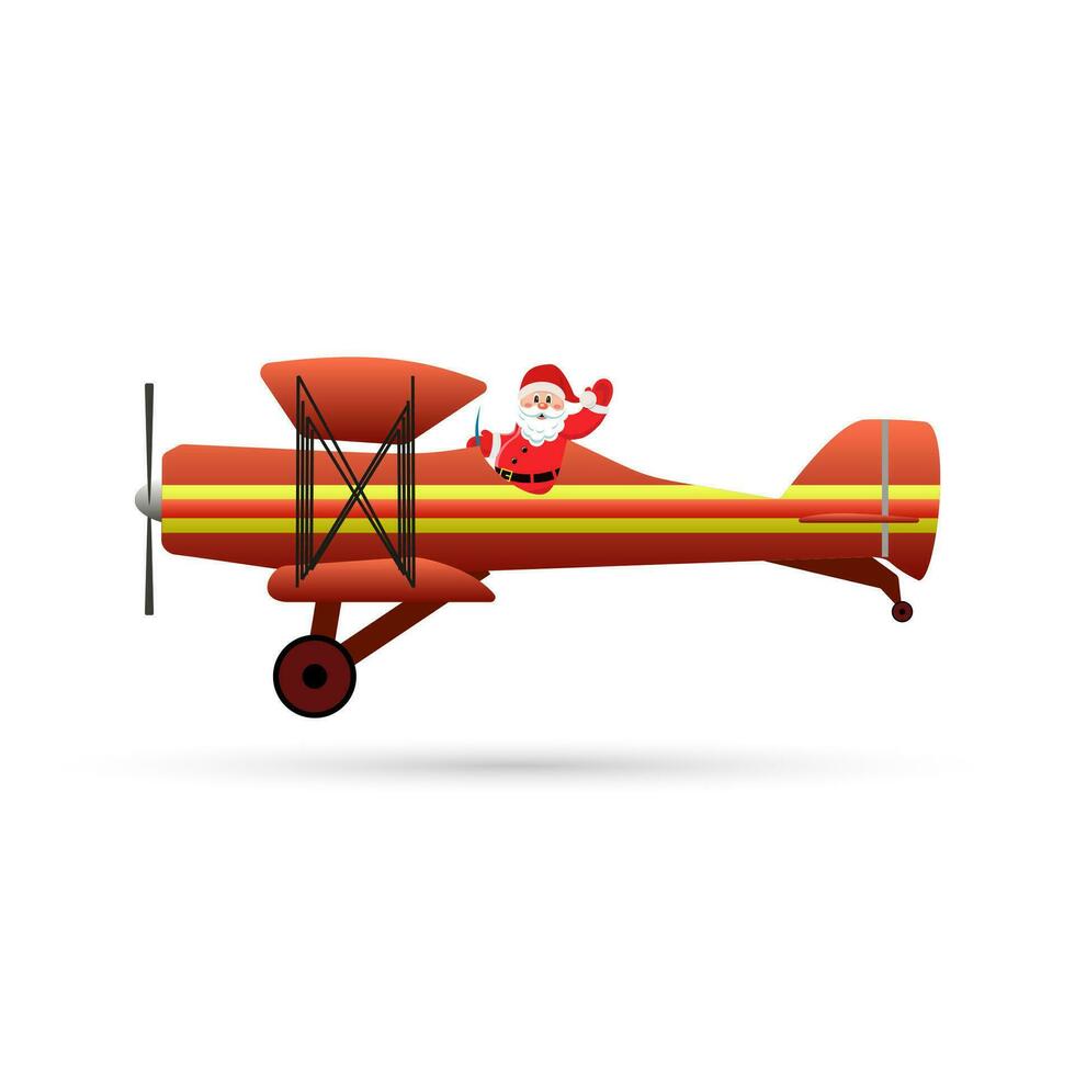 vector ilustración de Papa Noel claus volador con ciervo