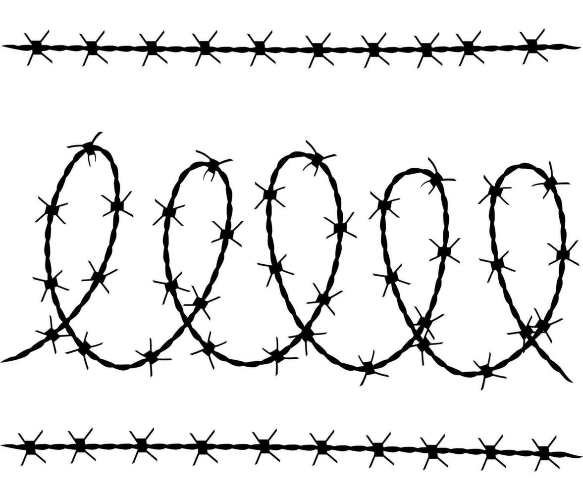 vector set of barbed wire silhouettes