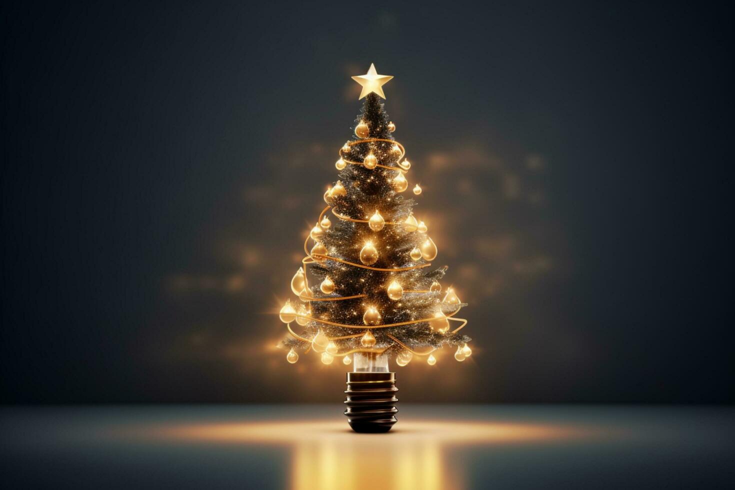 AI generated Christmas tree made of bulb and light technology concept photo