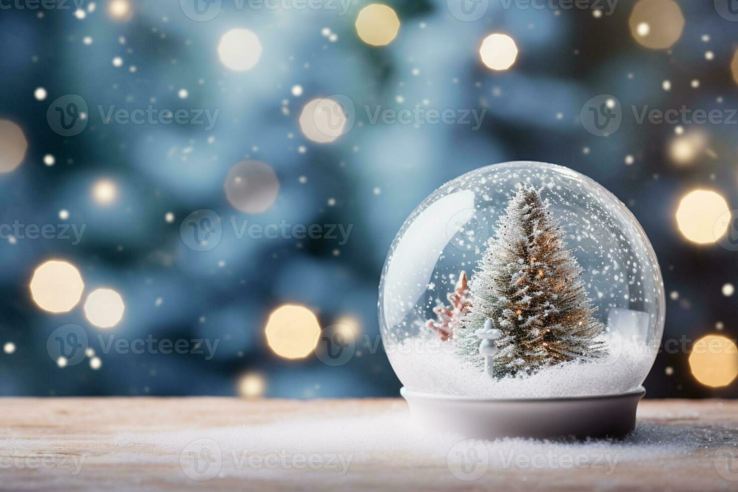 AI generated Christmas tree on glass globe ornament photo